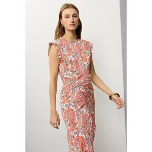 R-31. Rabanne Paisley Printed Draped Dress